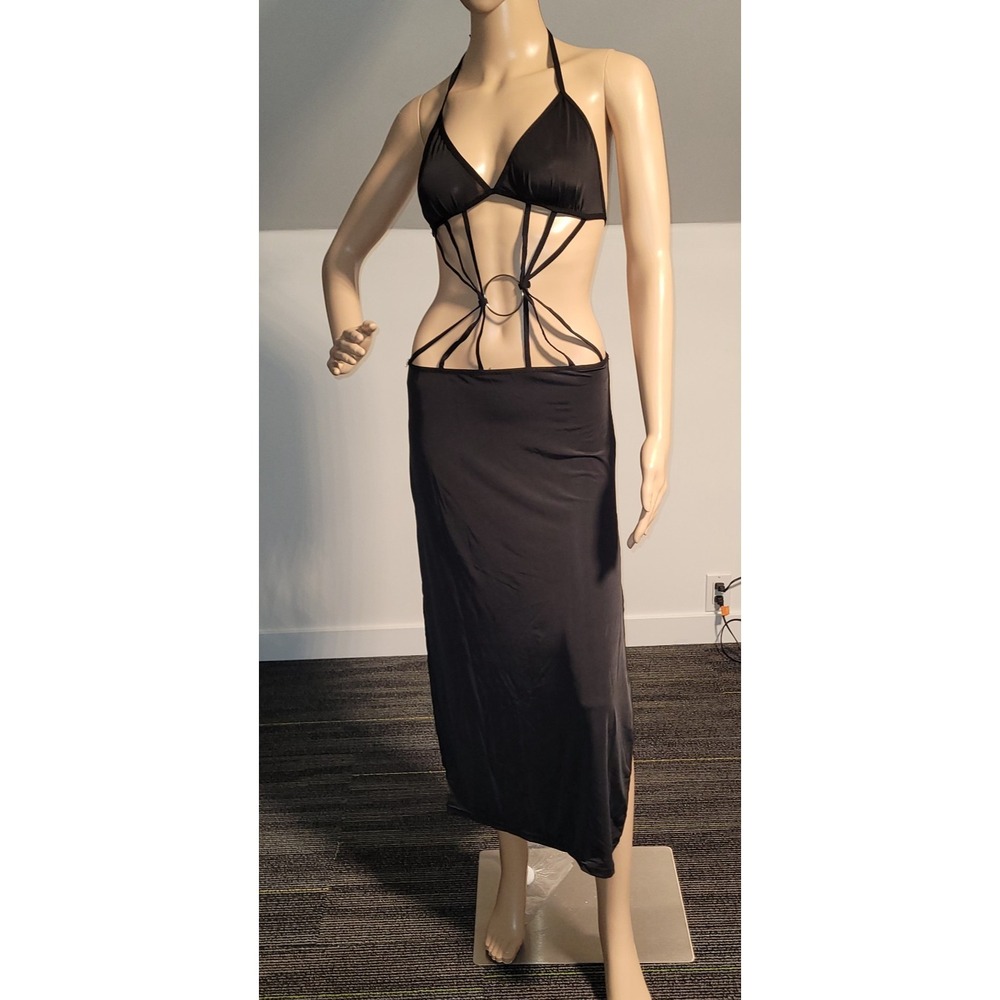 Sexy Women Black Long Dress With Long Slits on both Sides Small ‎ SL6036-2